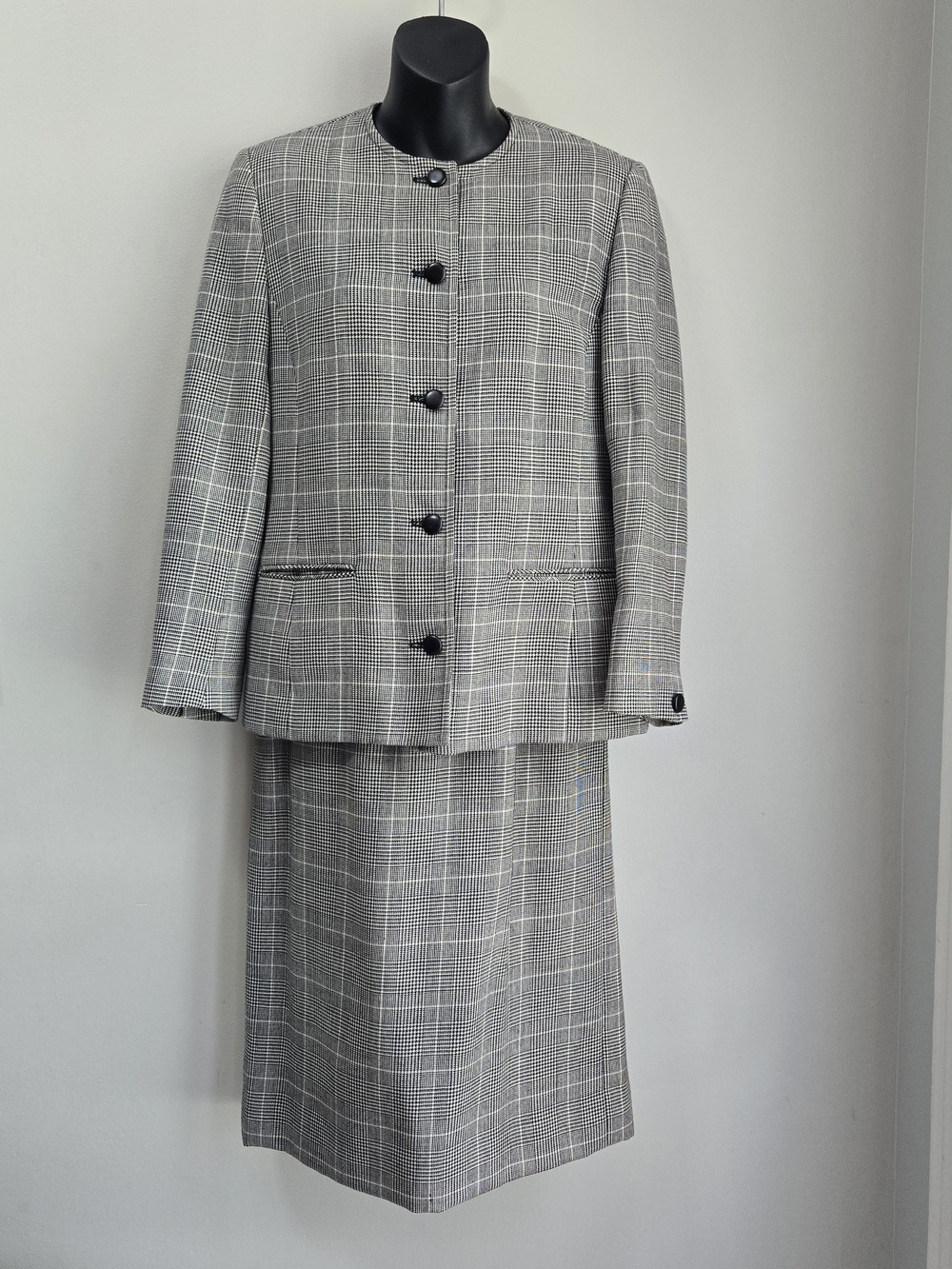 Vintage PENDLETON PETITE Houndstooth Plaid Skirt Suit Plaid Dark Acadamia Size 6